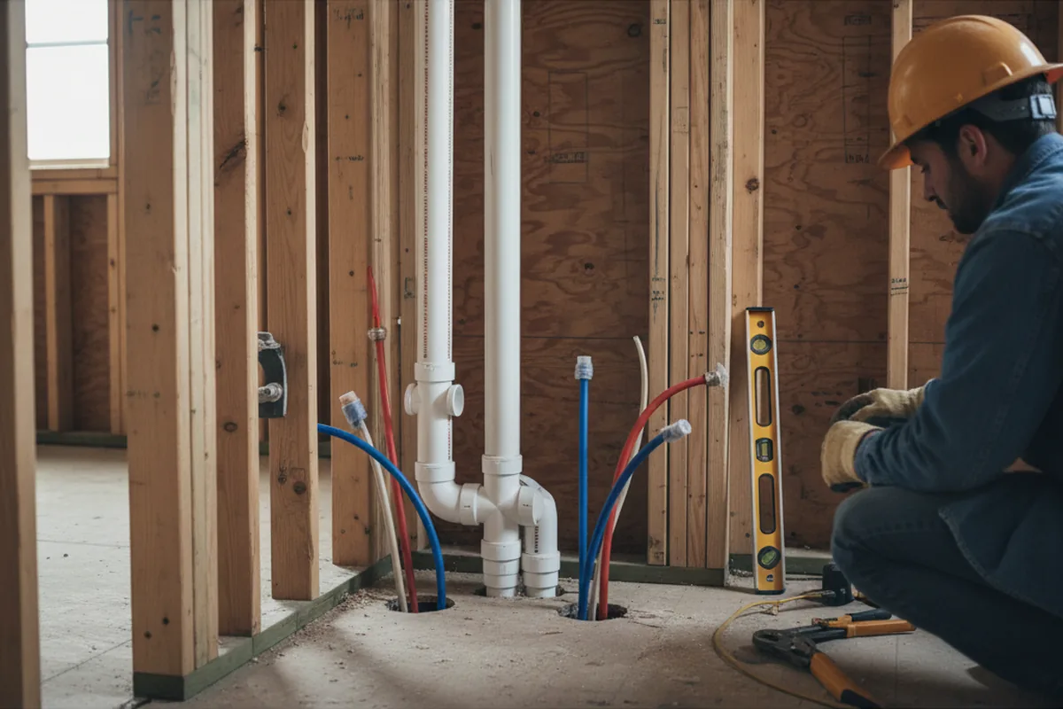 Drain and supply rough-in during Garbage Disposal Repair in Portsmouth