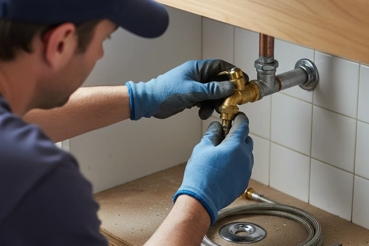 Shutoff valve and fitting work during Burst Pipe Repair in Portsmouth